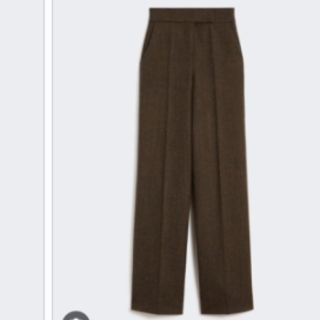 Maxmara Chocolate Brown Wool Straight-Leg Pants